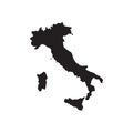 Italy map vector, isolated on white background. Black map template, flat earth. Simplified, generalized world map