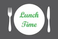 Fork with knife and plate silhouette on the table. Lunch time to eat Royalty Free Stock Photo