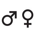 Gender Man and Woman  Male and Female black icon template vector isolate on white background for graphic and web design. Royalty Free Stock Photo