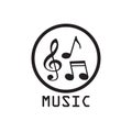 Music notes icon in simple design. Vector illustration Royalty Free Stock Photo