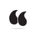 Quote sign icon mark, black on white background Royalty Free Stock Photo