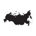 Russia map vector, isolated on white background. Black map template, flat earth. Simplified, generalized world map Royalty Free Stock Photo