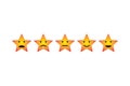 Set of colorful emotions faces in stars for feedback, user experience, satisfaction level. Excellent, good, normal, bad, angry