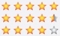 Five stars in row, Four And A Half Rating Illustration Vector.