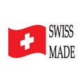 Swiss made quality certificate label with flag.