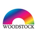 Woodstock music festival vector design with colorful rainbow