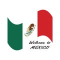 Welcome to Mexico flag red white green brush paint watercolor hand drawn stroke and texture. Vector isolated on white background. Royalty Free Stock Photo