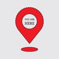 You Are Here Location Pointer Pin. Sign design concept for web, business, cover and art. GPS Destination marker. Navigation. Targe