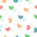 Seamless Repeat Pattern With Colorful Hearts Background, Bright Vector Illustration Design With Cute Hearts, Mothers Day, Valentin