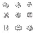Set of settings icons in black line design Royalty Free Stock Photo