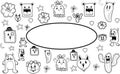 Hand drawn of cute doodle monster element Royalty Free Stock Photo