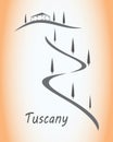 Simple Vector illustration design of  Tuscany, Italy for banner, t-shirt graphics, fashion prints, slogan tees, stickers, cards Royalty Free Stock Photo