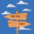 Truth or lies street sign, choice concept, vector illustration Royalty Free Stock Photo