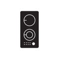 Cook top cooking panel, surface. Induction stove hob. Flat black design style vector illustration icon.