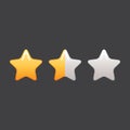 Set of colorful stars for feedback, user experience, satisfaction level. Excellent, good, normal, bad, angry.