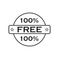 100% Free sample black sign ribbon sticker isolated on white background. Royalty Free Stock Photo