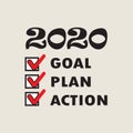 2020 New year with check marks goal,plan,action .Business concept vector illustration