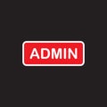 Admin red button sign. Vector illustration on black background.