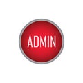 Admin red button sign. Vector illustration on white background.