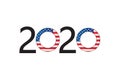 2020 United States of America Presidential Election. Vote USA. Numbers design elements for a flyer, banner or poster with the colo Royalty Free Stock Photo