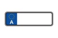 Austria blank license plate with free copy space place for text and European Union EU flag.