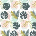 Repetition of tropical leaves as a background for notebooks, napkins, decorative boxes and wrapping paper