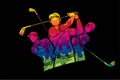 Group of Golf players action cartoon sport graphic