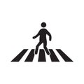 Pedestrian crosswalk icon template, Street crossing symbol vector sign isolated on white background