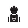 Icon for construction worker, engineer, builder in flat style for web site design, logo, app. Isolated on white background