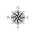 Vector compass rose with North, South, East and West indicated on white background