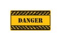 Danger sign in orange rounded line frame isolated on white background. Attention or warning icon for poster or signboard.