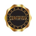 Luxury golden emblem with Certified text. Can be used for label, seal, sticker, poster, banner Royalty Free Stock Photo