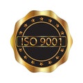 ISO 9001 golden certified icon. Certification stamp. Flat design vector on white background Royalty Free Stock Photo