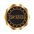 Luxury golden emblem with Top Rated text. Can be used for label, seal, sticker, poster, banner