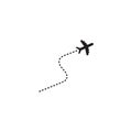 Plane with dotted trace line icon. Vector illustration isolated on white background. Start up and launch, invention and developmen