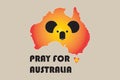 PRAY FOR Australia from flames. Fire symbol. Disaster sign vector illustration