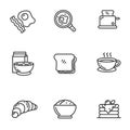 Set of breakfast food icons in black line design Royalty Free Stock Photo