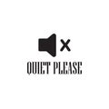 Quiet please sign isolated on white background. Attention icon for poster or signboard. Royalty Free Stock Photo