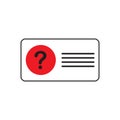 Help message vector illustration, with red question mark on white notification isolated