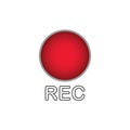 Rec button. Red flat icon. Vector illustration symbol on white background. Royalty Free Stock Photo