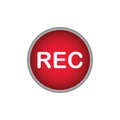 Rec button. Red flat icon. Vector illustration symbol on white background Royalty Free Stock Photo