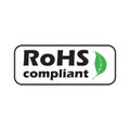 ROHS compliant sign with green leaf, vector illustration. Royalty Free Stock Photo