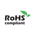 ROHS compliant sign with green leaf, vector illustration