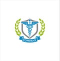 Shield Crown Leaves Medical Logo Icon Symbol