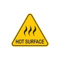 Caution, Hot Surface sign. Vector illustration isolated on white background Royalty Free Stock Photo