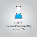 National Pharmacist Day on January 12th. Design for banner, postcard, label, poster design element. Vector illustration.