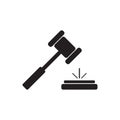 Judge or auction hummer. Flat style icon. Gavel symbol isolated on white background  for graphic and web design.Vector illustratio Royalty Free Stock Photo