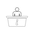 Information desk black outline icon. Vector illustration isolated on white background Royalty Free Stock Photo