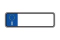 Italy blank license plate with free copy space place for text and European Union EU flag