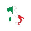 Italy map vector with flag, isolated on white background Royalty Free Stock Photo